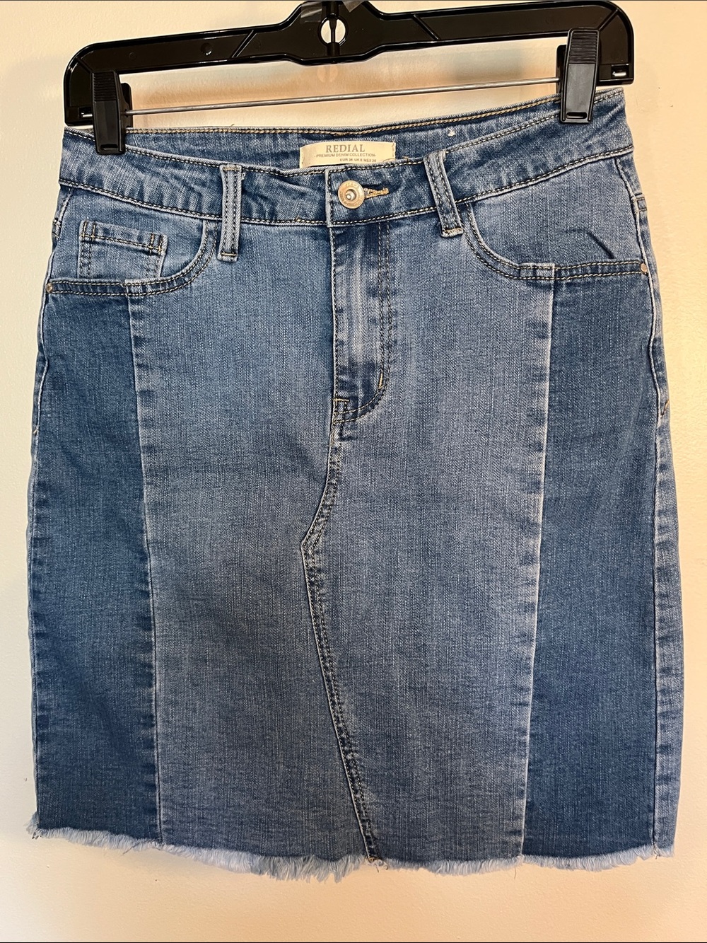 Redial Two-Tone Blue Denim Pencil Skirt - Women